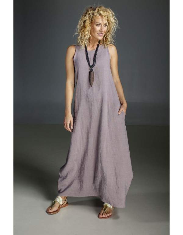 OLGA LAVENDER LINEN DRESS