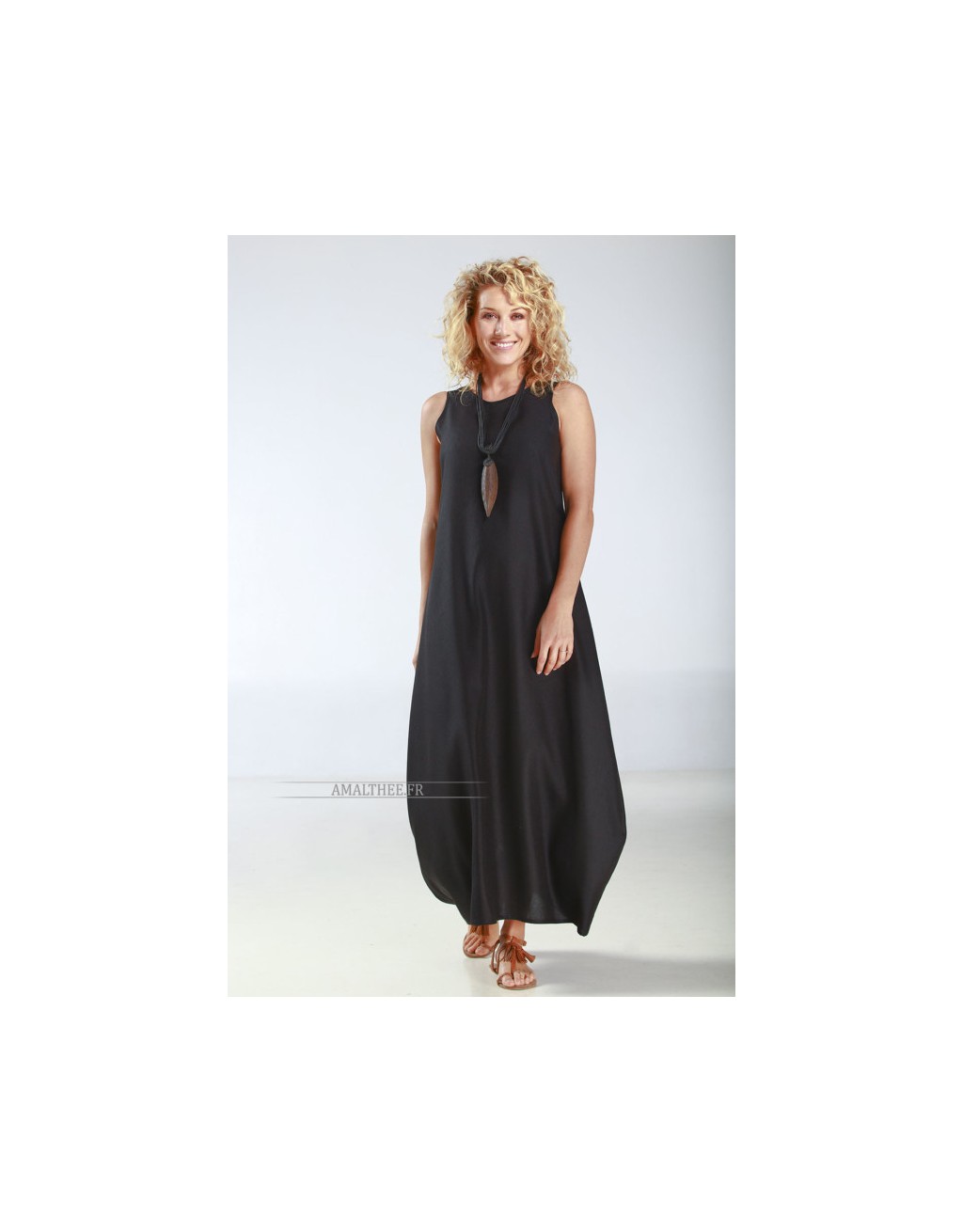 OLGA LINEN TENCEL BLACK DRESS