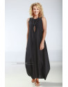 OLGA LINEN TENCEL BLACK DRESS