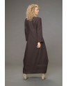 MANON TOPSTITCHED CHOCOLATE LINEN DRESS