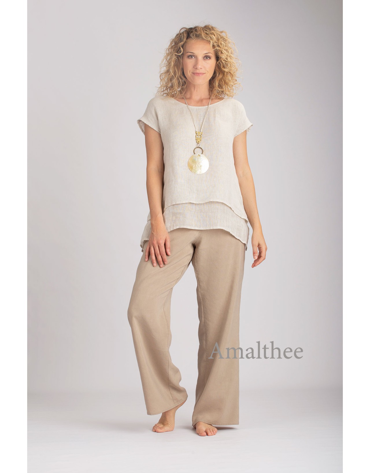 OATMEAL LINEN GAUZE SELENE TOP