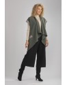 SLEEVELESS WOOL LINEN ALICE JACKET CARDIGAN ALMOND GREEN/GREY