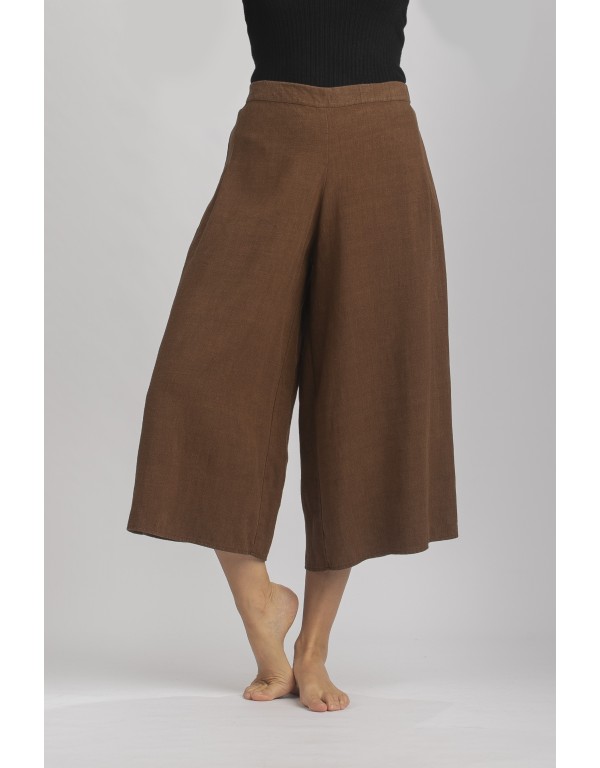 AXEL CULOTTE TROUSERS IN CAMEL WOOL LINEN