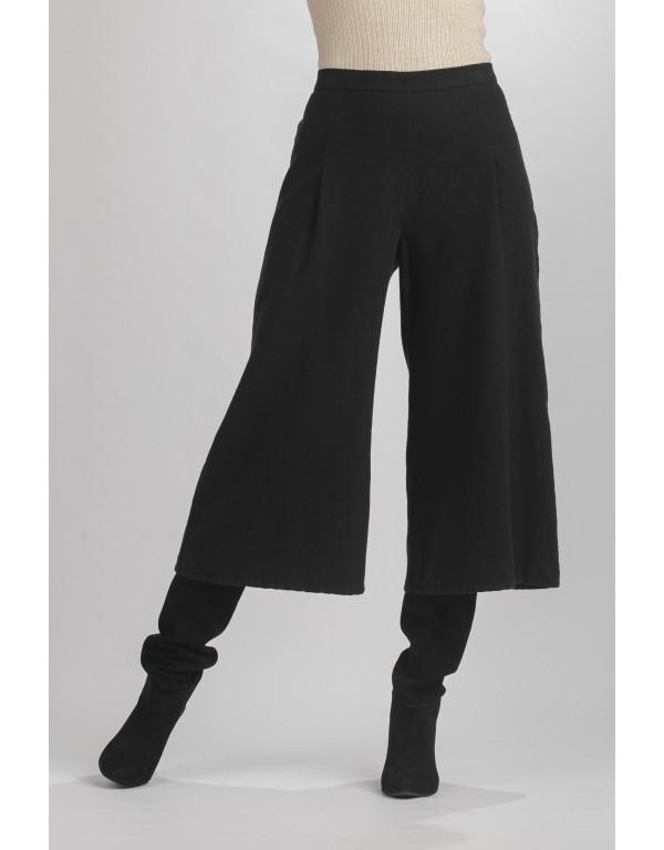 AXEL CULOTTE TROUSERS IN BLACK WOOL LINEN
 Size-Taille 1