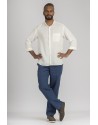 OFF WHITE LINEN  SOAN SHIRT WITH  MAO COLLAR