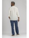 OFF WHITE LINEN  SOAN SHIRT WITH  MAO COLLAR