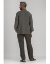 SOAN CHARCOAL GREY LINEN MAO COLLAR SHIRT