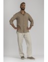 ARTHUR LONG SLEEVE KHAKI HEAVY LINEN SHIRT