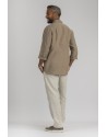 ARTHUR LONG SLEEVE KHAKI HEAVY LINEN SHIRT