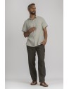 MATHIS SHORT SLEEVES WATER GREEN LINEN SHIRT