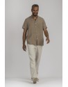 MATHIS SHORT SLEEVE KHAKI LINEN SHIRT