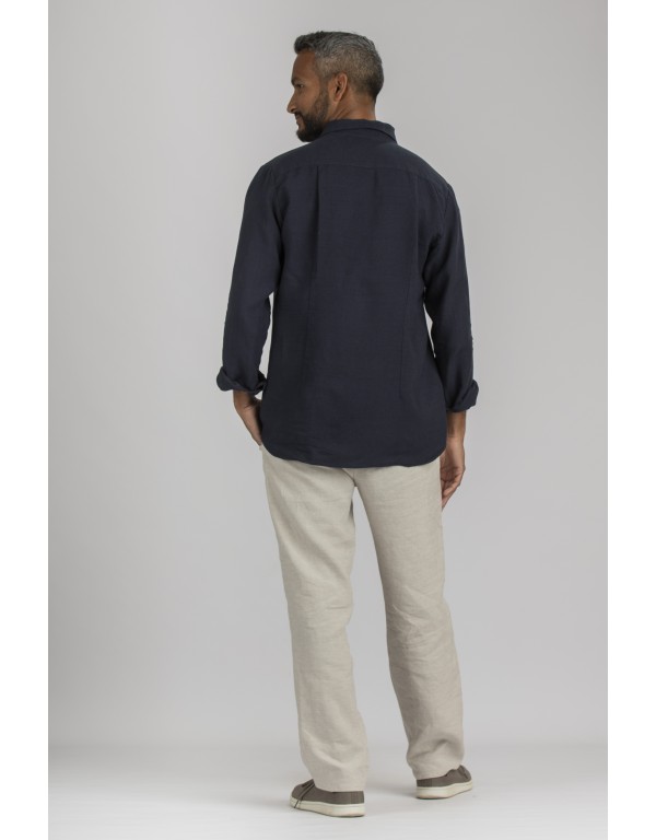 LINEN NAVY BLUE ARTHUR SHIRT LONG SLEEVE