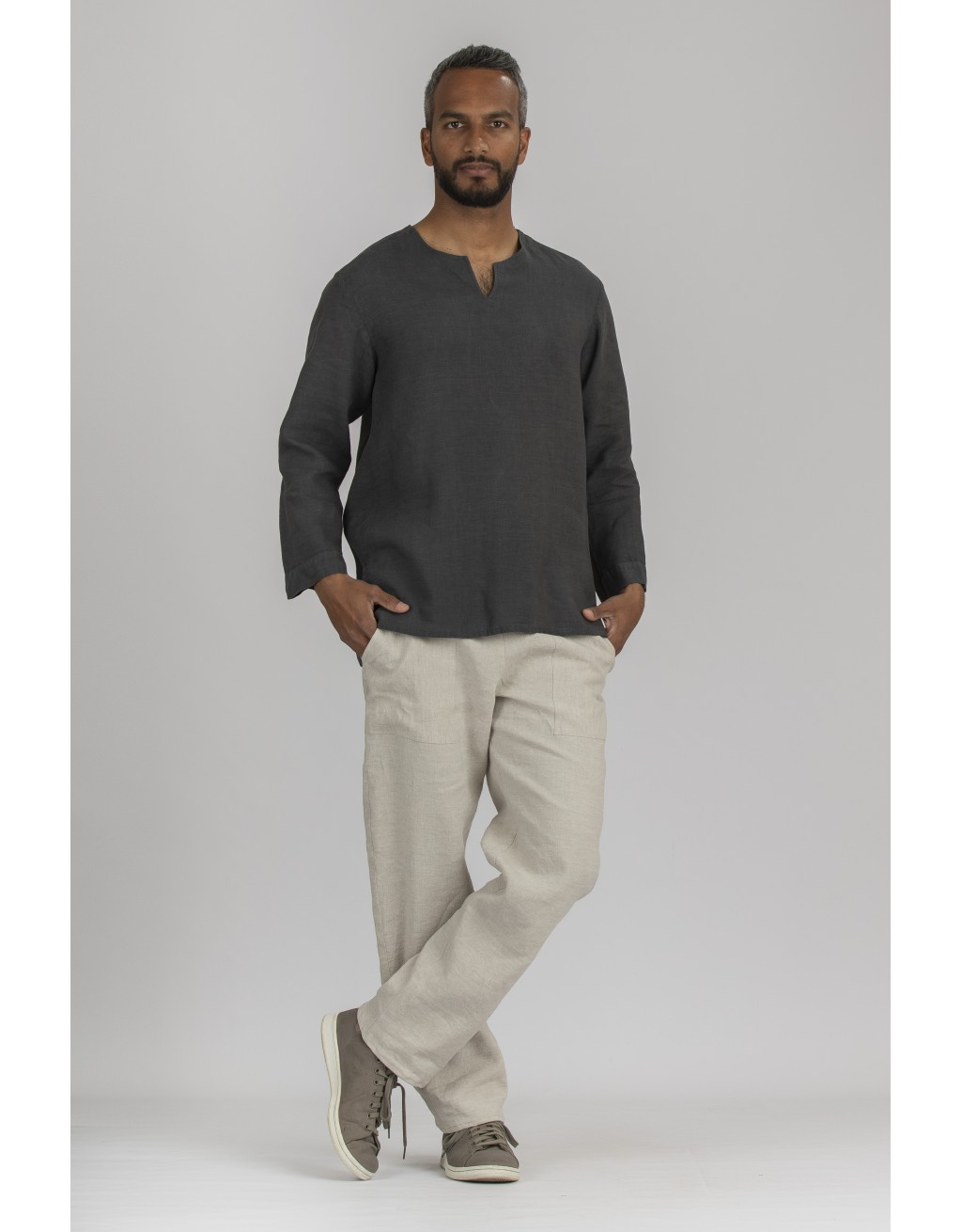 CHARCOAL GRAY LINEN TUNIC MALO