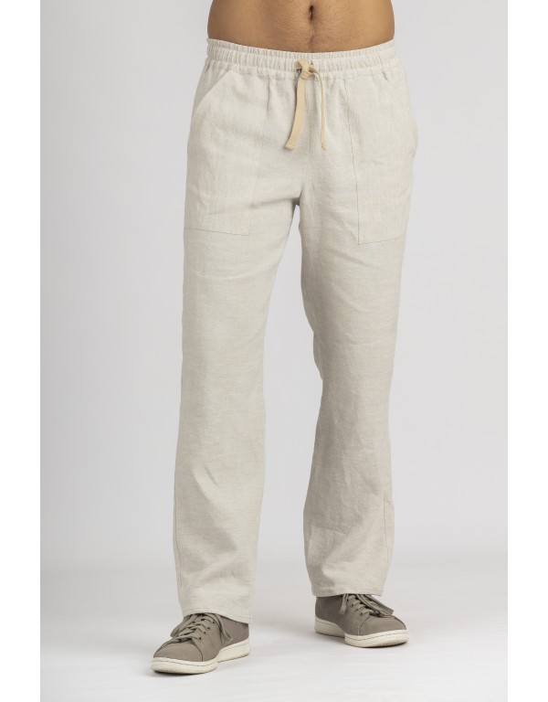 JULES OATMEAL LINEN TROUSERS
 Size-XL