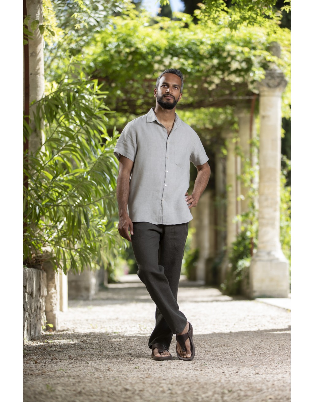 MATHIS SHORT SLEEVE KAKI BEIGE LINEN SHIRT AND LINEN PANTS