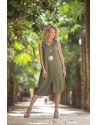 GREEN KAKI ELENA DRESS IN LINEN TENCEL