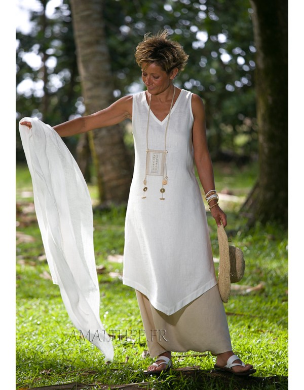 white linen sleeveless...