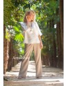 CLARISSE TOP IN OFF-WHITE LINEN AND SABLE PANTS IN TENCEL LINEN