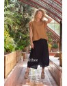 TOBACCO LINEN JULIA TOP WITH  BLACK LINEN ASSIA SKIRT