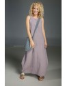 Long dress "OLGA" lavender colour made of stonewash linen and linen bag