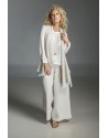 white knit linen top worn over our oatmeal line Baba  pants