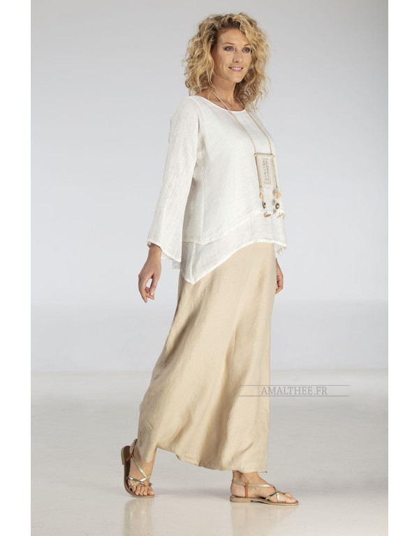 Loose fit layered linen gauze top