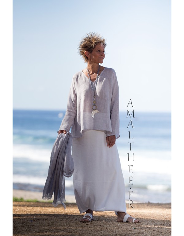 Ice grey blue linen gauze Tunic Dana:Lightweight and super feminine.