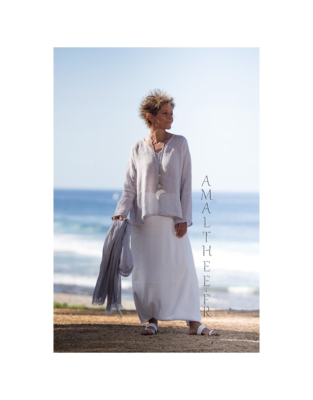 Ice grey blue linen gauze Tunic Dana:Lightweight and super feminine.