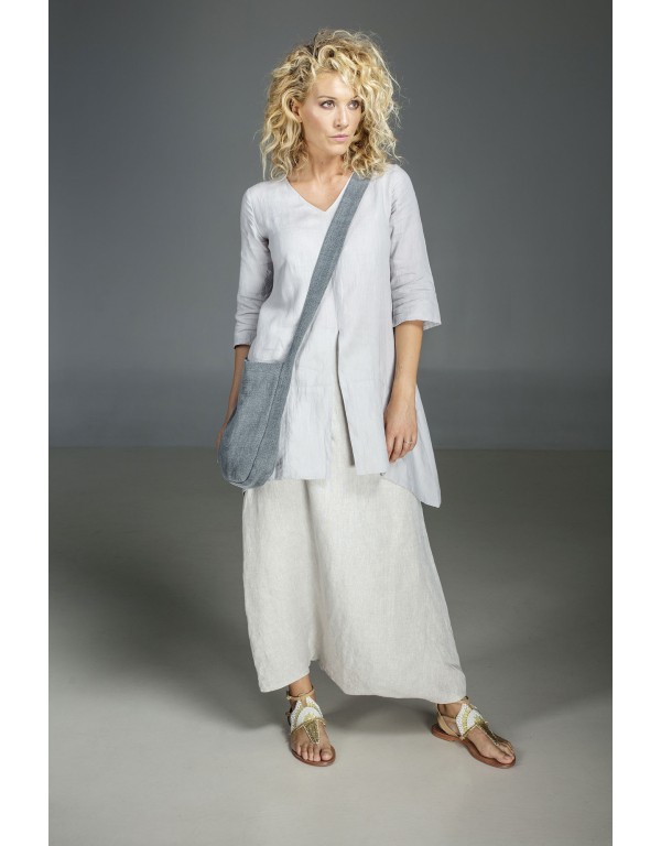 Our natural grey blue linen blouse Emilie and natural oatmeal linen sarouel