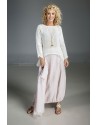 White knit linen top Joker match perfectly with our  stonewashed light pink linen skirt Zoé