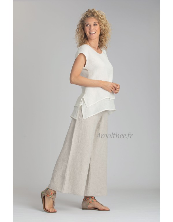 SELENE TOP IN LINEN  AND OATMEAL LINEN BABA TROUSERS