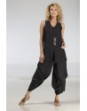 Funky drape legs black pant with assorted top