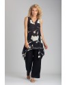 FLORAL PRINTED DAHLIA TUNIC WITH STRAIGHT LINEN BABA PANTS