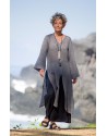 Asian style lovers: side slit charcoal linen gauze tunic Aozai