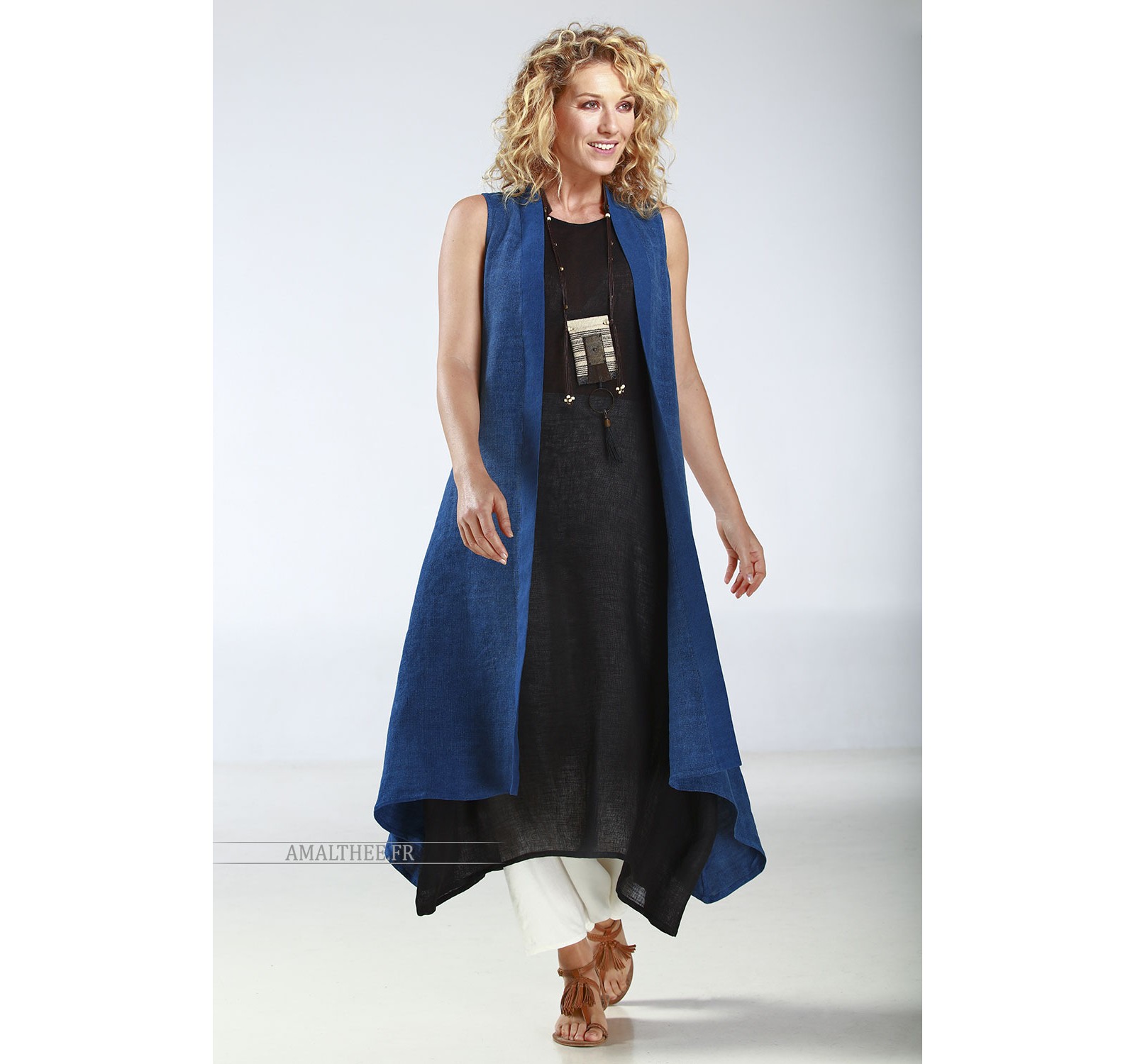 this summer coat is perfect with our black linen gauze LILI TUNIC