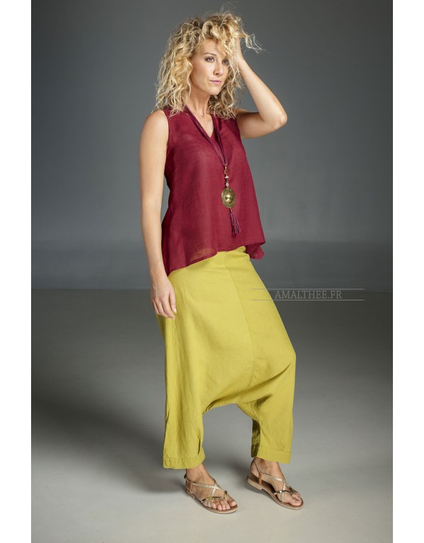 red linen gauze VESUVE TOP