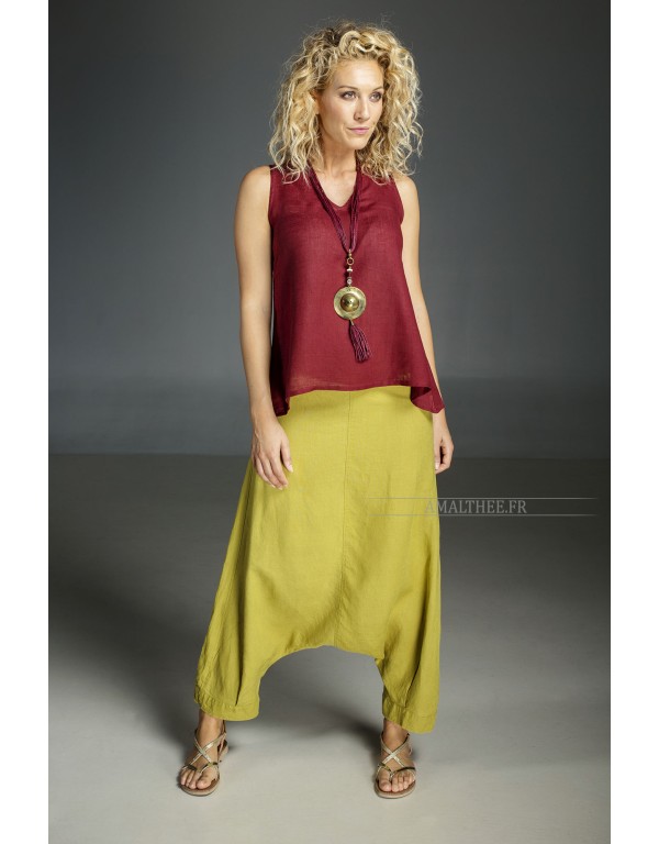 red linen gauze VESUVE TOP