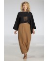 Top 'japan' in black linen with kimono sleeves