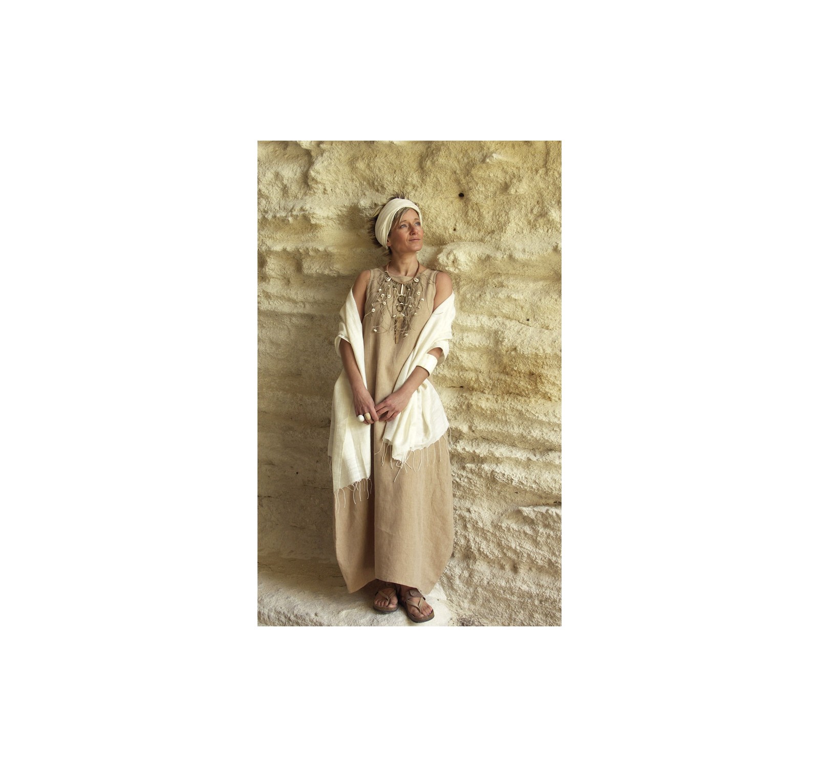 Olga dress made of beige linen