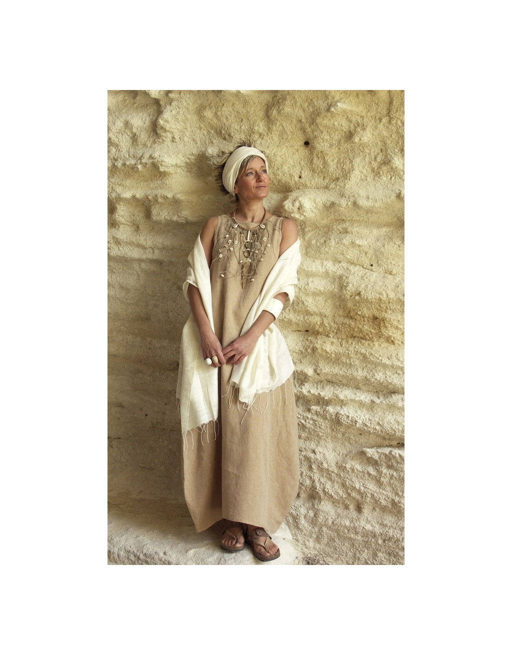 Olga dress made of beige linen