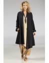 Asymmetrical black linen coat for women