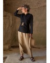 Black linen blouse and sarouel skirt