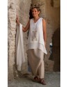 layered off white linen gauze top