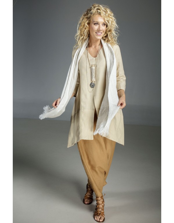 Our sand beige linen blouse...