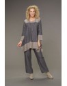 Two-tone Elisa tunic short two-tone stone gray / taupe version over black jeggings or linen pants