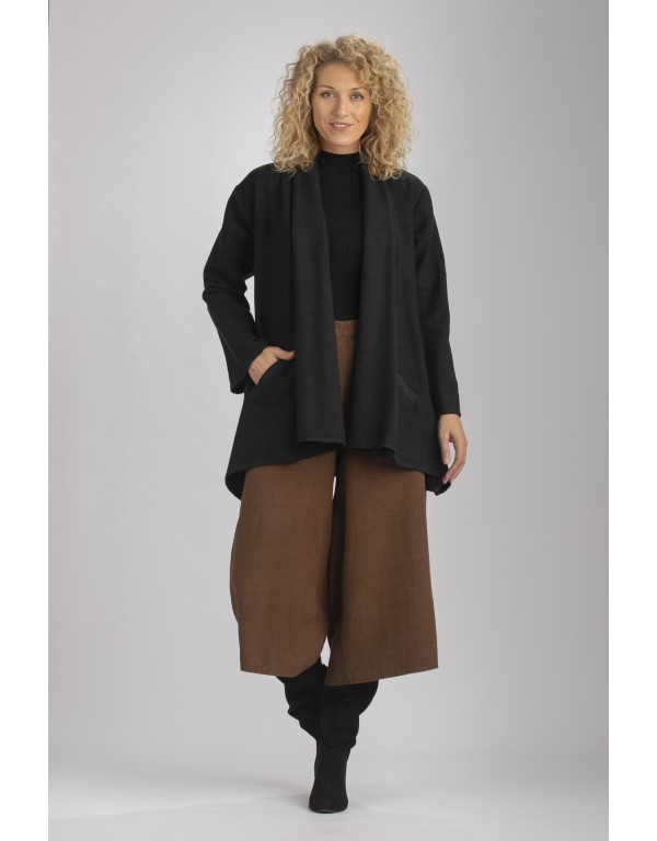 LISE WOOL LINEN COAT AND CAMEL CULOTTES SKIRT