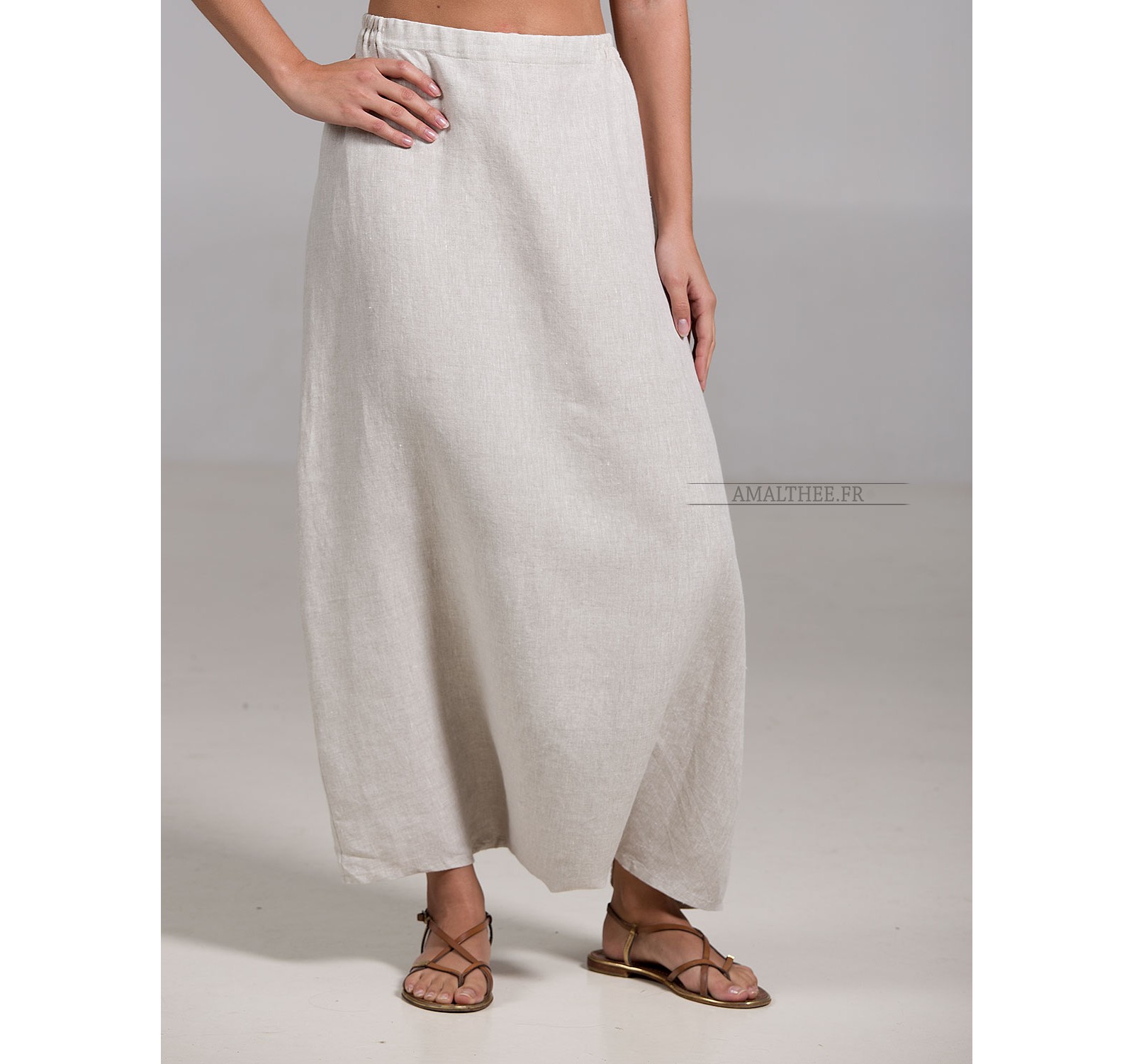 OATMEAL  LINEN SAROUEL SKIRT