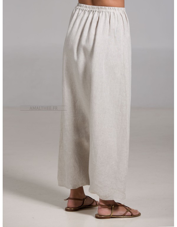 OATMEAL  LINEN SAROUEL SKIRT