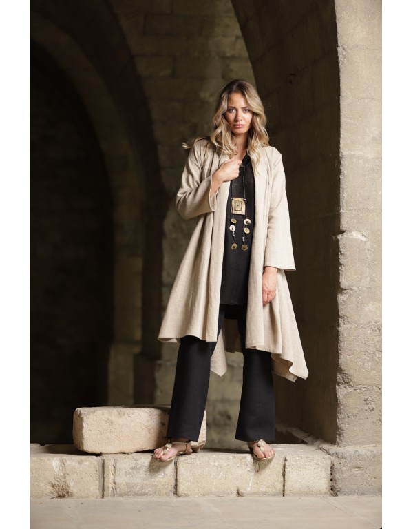 Spring summer beige linen duster coat Dune