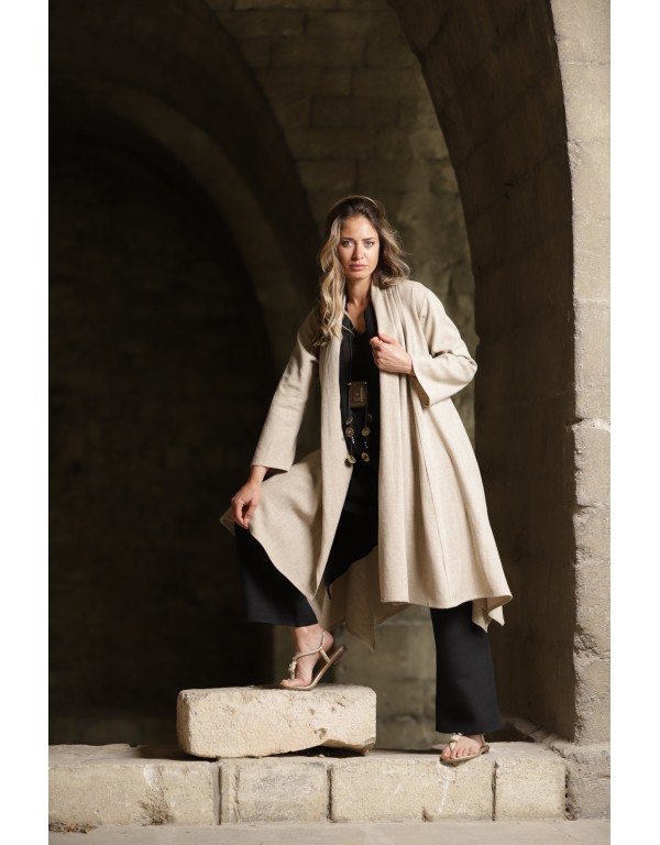 Spring summer beige linen duster coat Dune